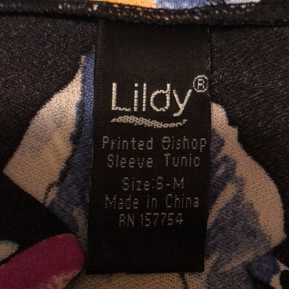 Lildy Tunic/Loungewear Beautiful watercolor Floral Black/Blue/Soft/Stetchy S/M - Picture 7 of 10